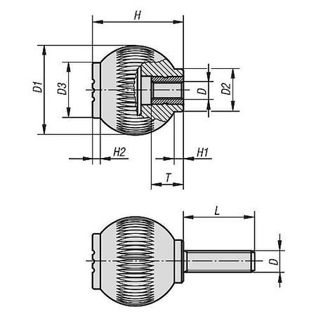 Kipp Ball Grips, internal thread, metric K0253.3105